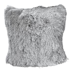 Set of Aphorism Gray Silver Metallic Shag Fringe Square Throw Pillow Covers 22"